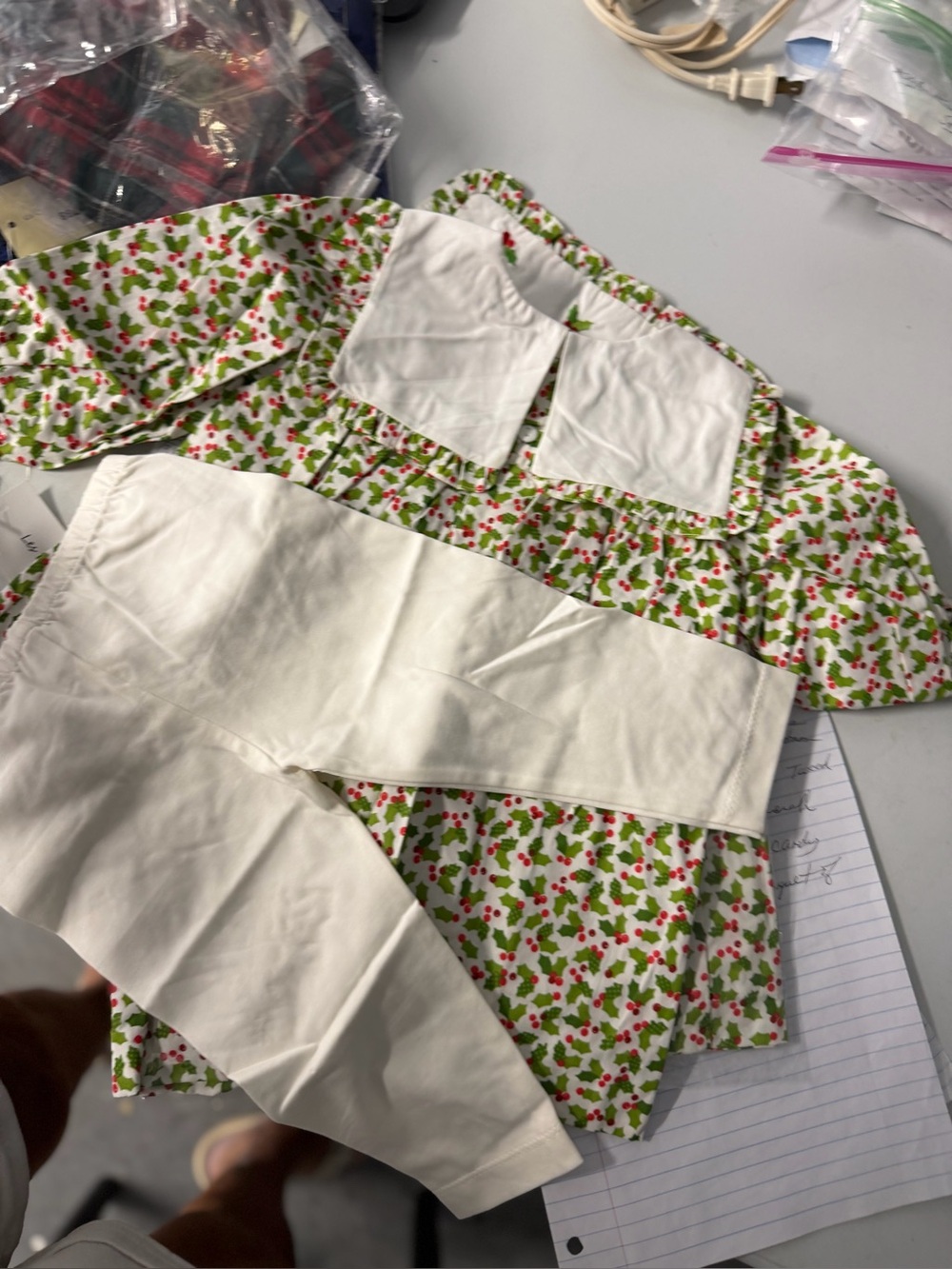 Smocked Christmas holly with white leggings size 18 months new with tags